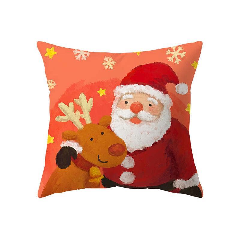 Merry Christmas Santa Claus Print Pattern Cushion Cover Home Living Room Sofa Decoration Square Polyester Pillow Pillow Cover