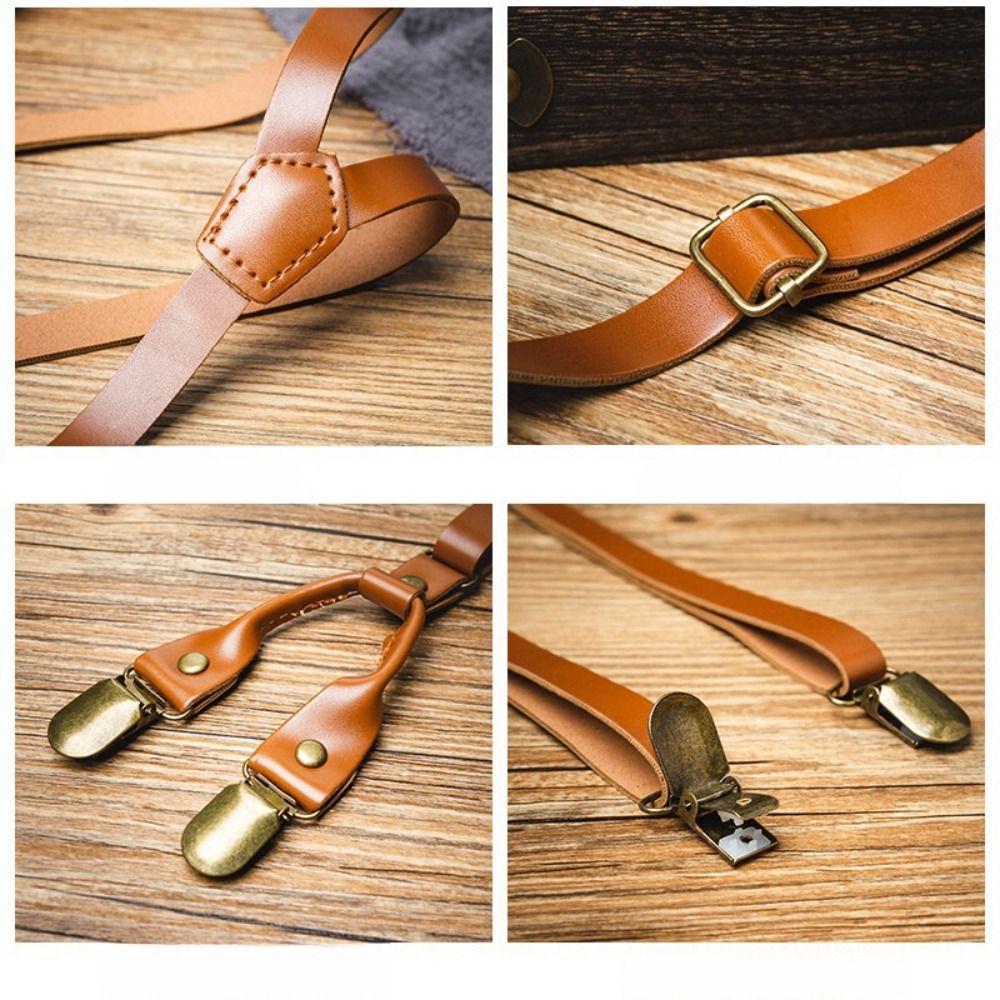 Ретро Подтяжки для Мужчин Черный Зажим для Подтяжек Простые Кожаные Подтяжки Деловые