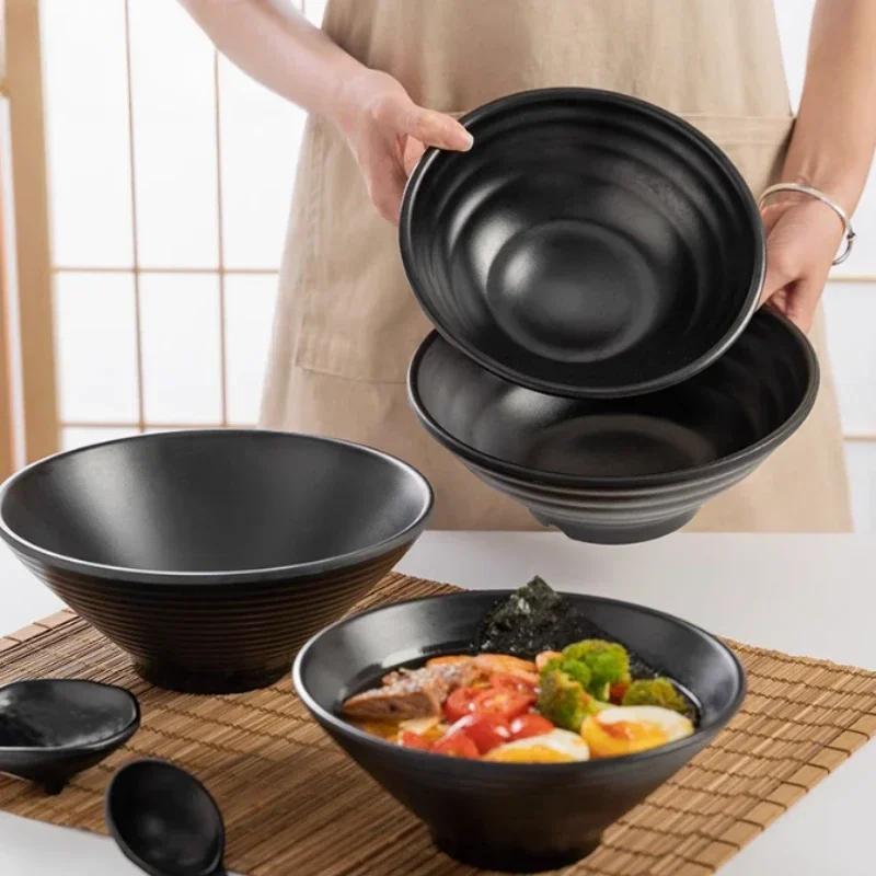 Меламиновая посуда Миска Имитация фарфора Черная Круглая Суповая миска Специальная миска для домашней лапши ламян Кухонная утварь