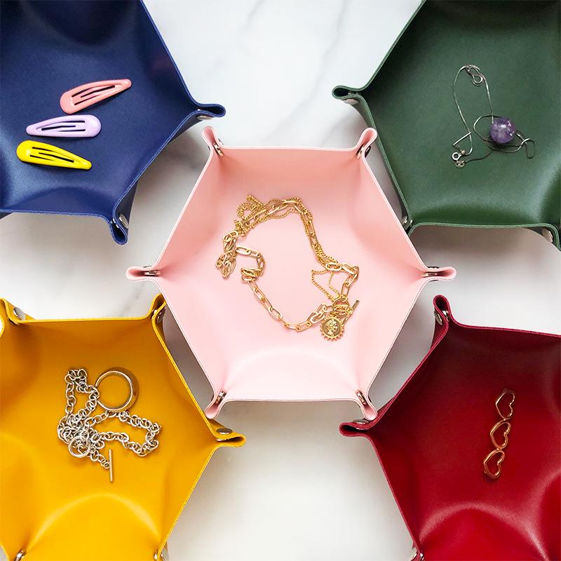 В наличии Скандинавский шестиугольный поднос для хранения кубиков и косметики из искусственной кожи