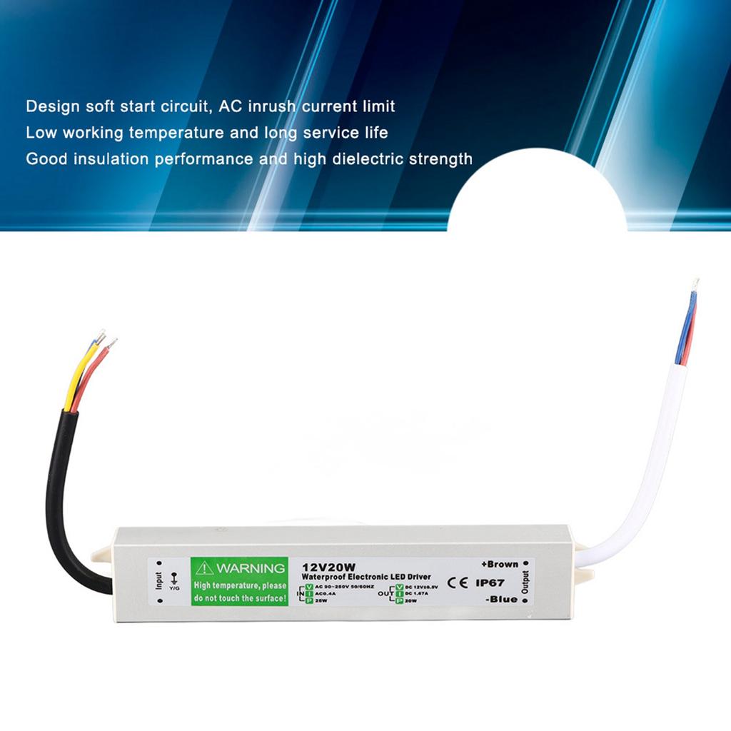 12 В 20 Вт Уличный Водонепроницаемый Светодиодный Блок Питания Светодиодный Драйвер Импульсный Блок Питания Электрические Компоненты