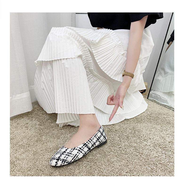 Для женщин и девочек однотонные удобные повседневные туфли без шнуровки большого размера на плоской подошве в клетку в клетку