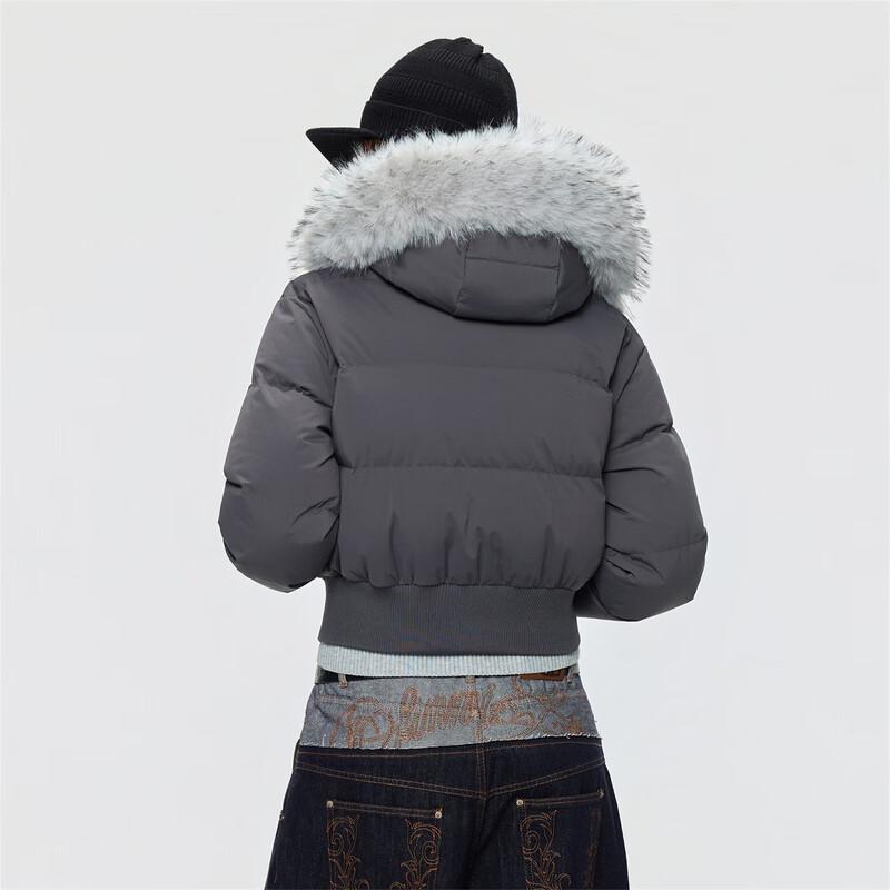 GOLFCROSS Stylish Hooded Down Jacket with Faux Fur Collar