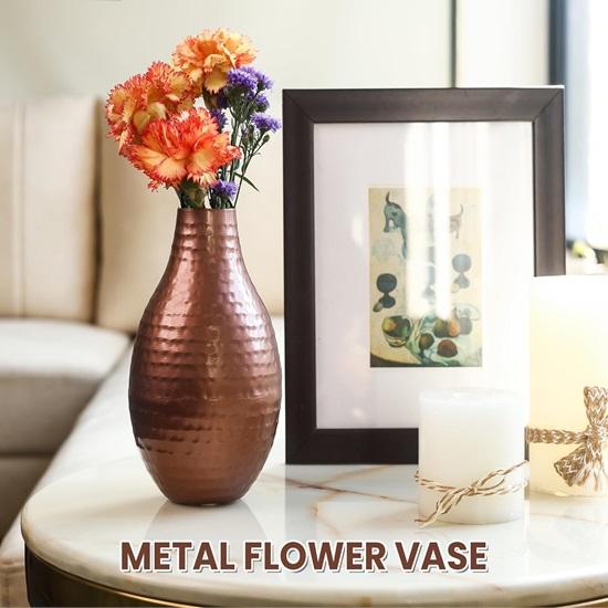 20.32cm Metal Flower Vase For Living Room Decor Pots Polished Pure Steel Table Vase