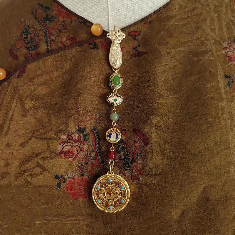 Имитация жемчуга Женское украшение Ханфу Ювелирные изделия Длинная подвеска-кисточка Аксессуары для ципао Сплав Ципао Прессованный лацкан