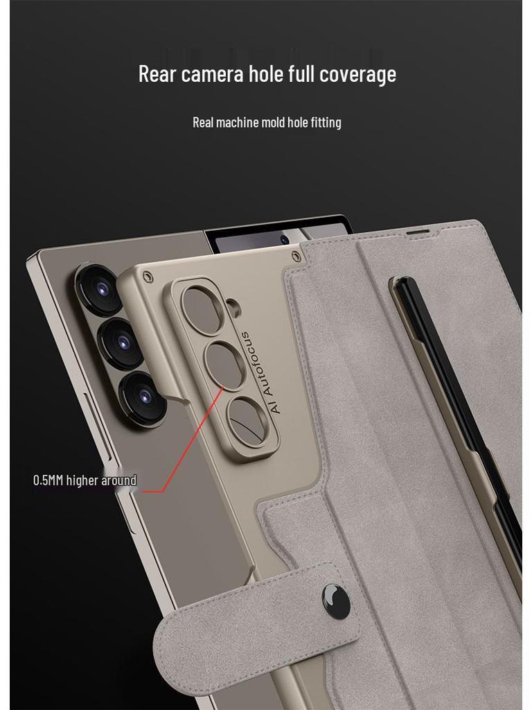 Чехол-книжка Samsung Z Fold 6 Armor Flip из кожи со слотом для стилуса - Полностью закрывающийся бизнес-кейс