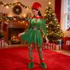 Костюм Рождественского Эльфа для Детей Yousheng Зеленое Вельветовое Платье со Шляпой, Обувью и Аксессуарами для Мальчиков Девочек Праздничный Наряд для Школьных Выступлений, Вечеринок