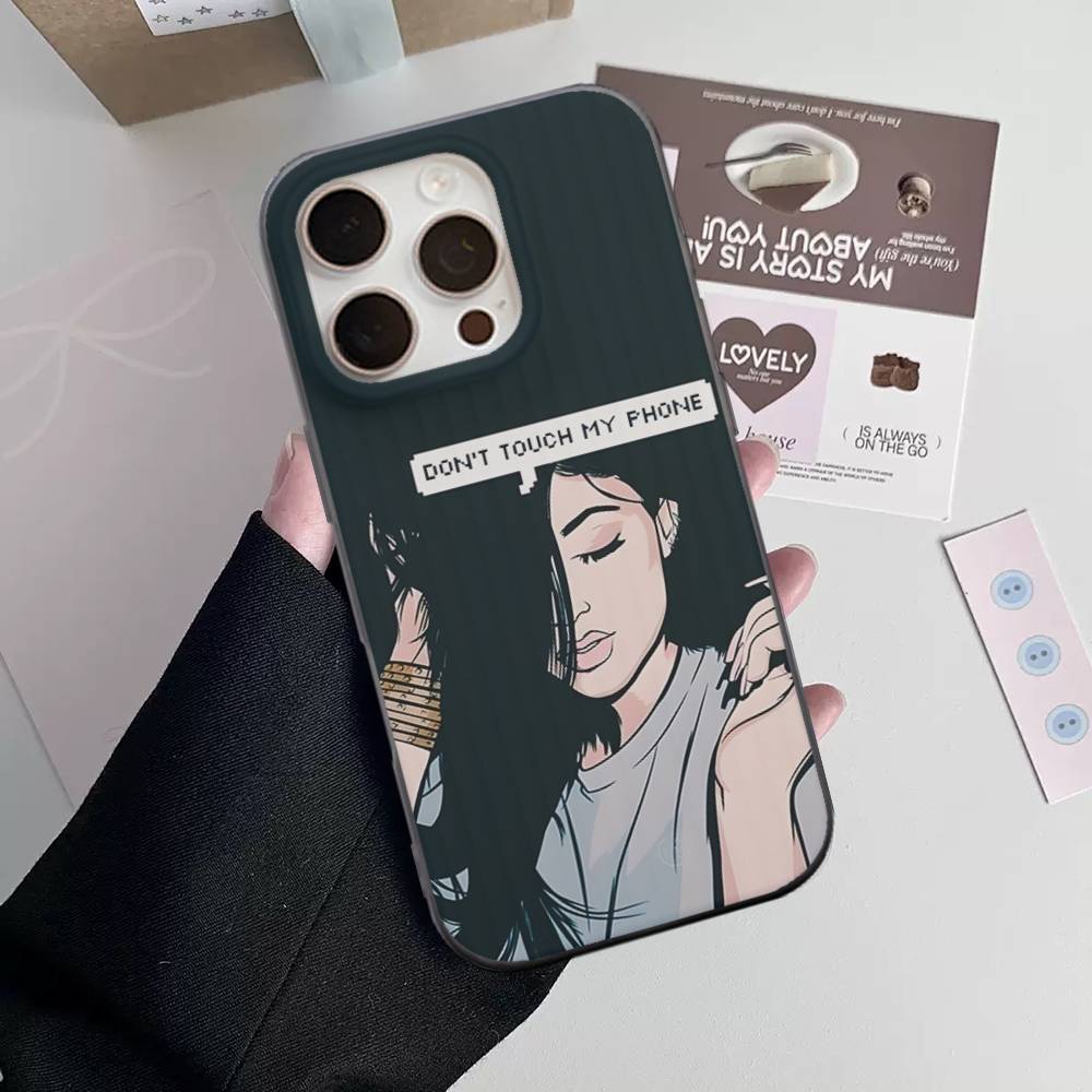 Чехол для телефона с рисунком «Не трогай мой телефон» для iPhone 17 16 15 11 12 13 14 Pro Max Мягкий гофрированный силиконовый чехол