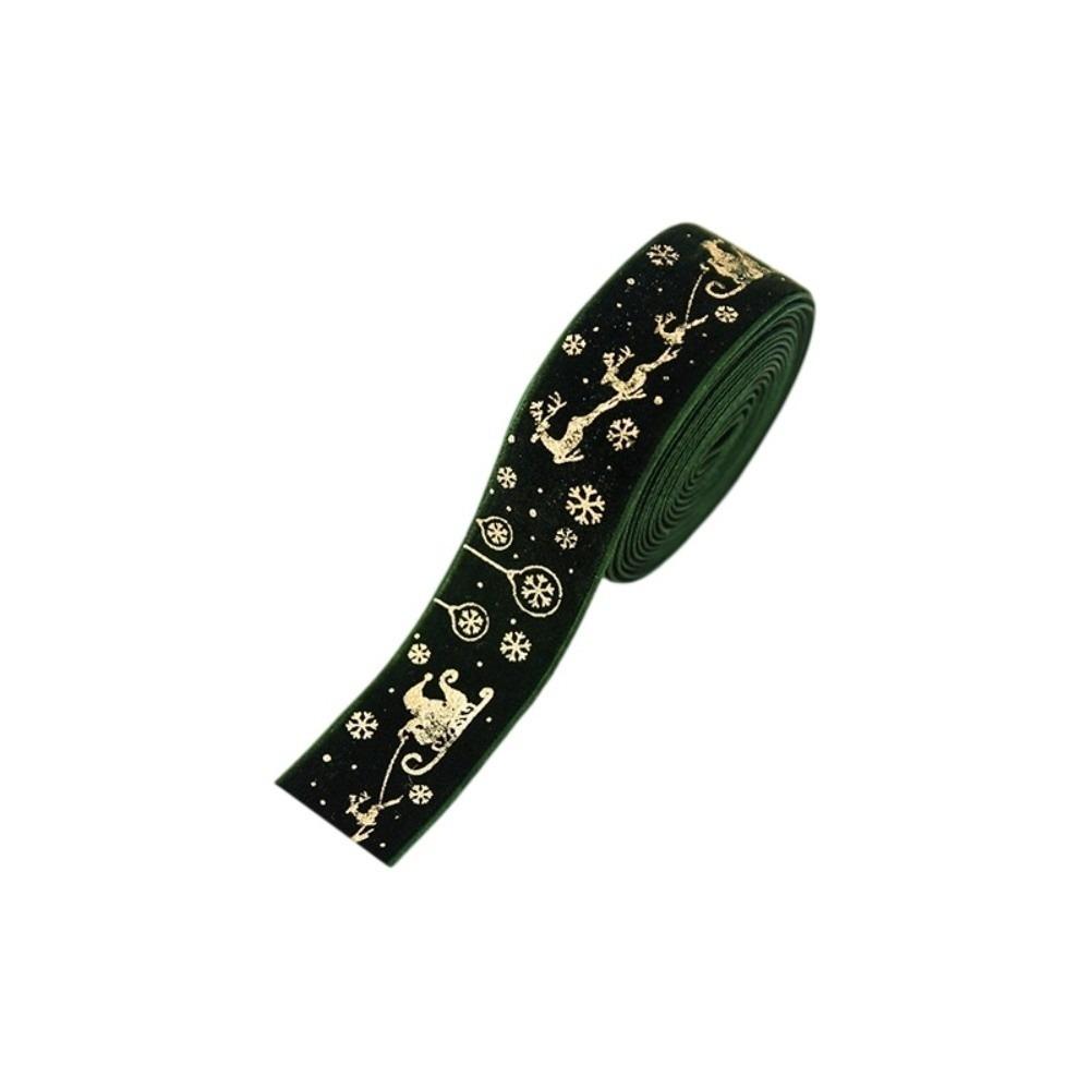 DIY Gold Stamp Velvet Ribbon Woven Wreaths Green Red Ribbon Christmas Tree Ornaments