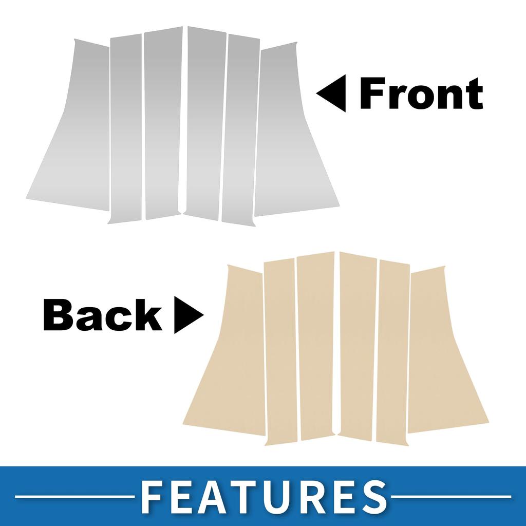 ABSOPRO Door Pillar Window Trim Stickers for Pillar Door Outer Exterior Covers for Mitsubishi Pajero Silver Tone Anti-Scratch Posts, 2016-2023,