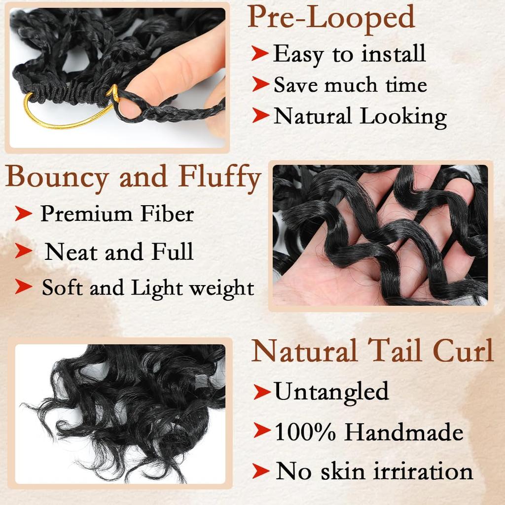 Коробка Gogo Curl Crochet Hair для черных женщин, с петлями, короткие, океанская волна, crochet hair, водная волна, пляжный curl, crochet braiding hair