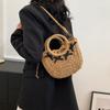 Straw Woven Bag Small Fragrant Style Sling Shoulder Crossbody Bag Hand-held Women's Bag Bow Design Beach Bag AVE