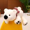 Cartoon Big Nose Polar Bear Plush Toy, Cute Lying Down Stuffed Animal with Scarf, Soft White Bear Doll Gift