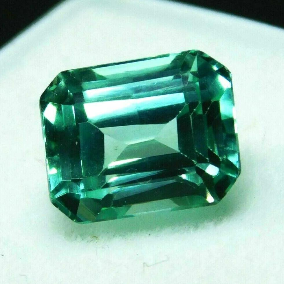 Sapphire 6.33 Ct Natural Bluish Green Emerald Cut Flawless Ceylon Gemstone