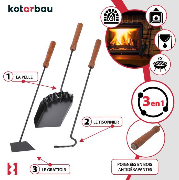 Serviteur de cheminée - KOTARBAU - 3 pièces - Métal - Bois - Antidérapant