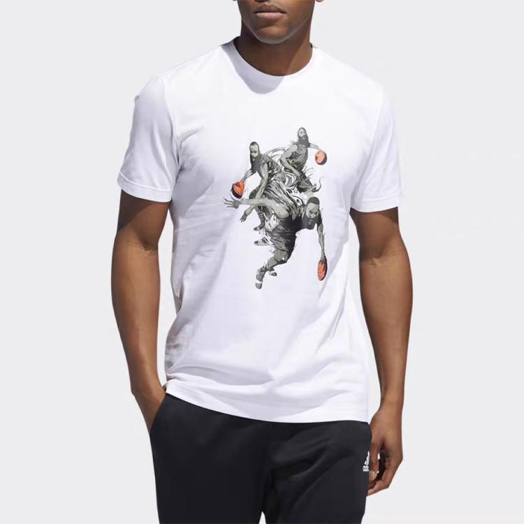 Adidas Мужская баскетбольная футболка с коротким рукавом и принтом Harden Movement, белая DZ1872