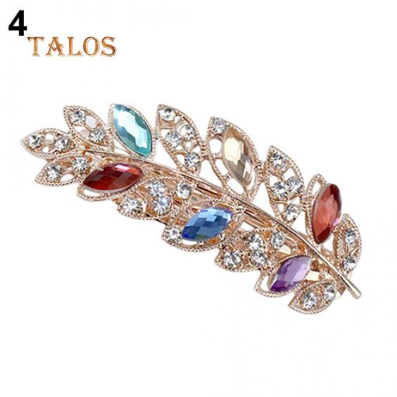 Women Fashion Flower Leaf Crystal Crystal Stone Hair Barrette Clip Hairpin Jewelry Hairs Trinket