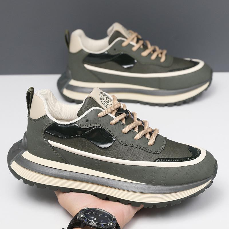 Мужские весенне-осенние низкие модные универсальные кроссовки на толстой подошве на шнуровке, противоскользящие, высококачественная повседневная обувь, теннис
