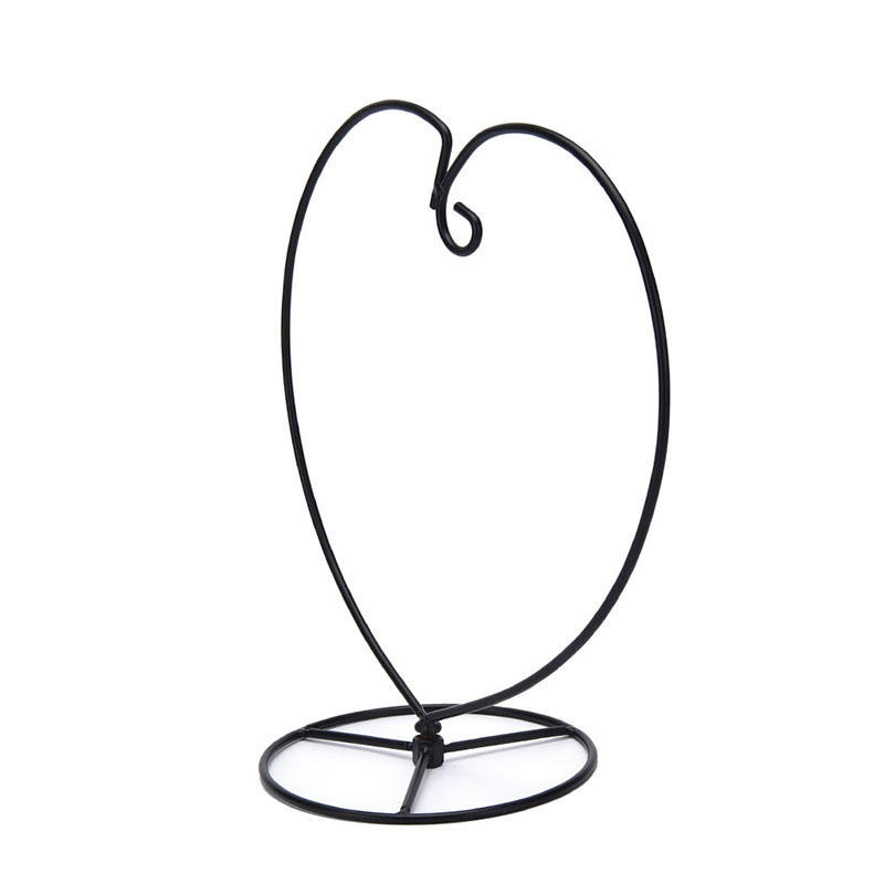 Black Heart-Shaped Iron Hanging Plant Glass Vase Terrarium Stand Holder