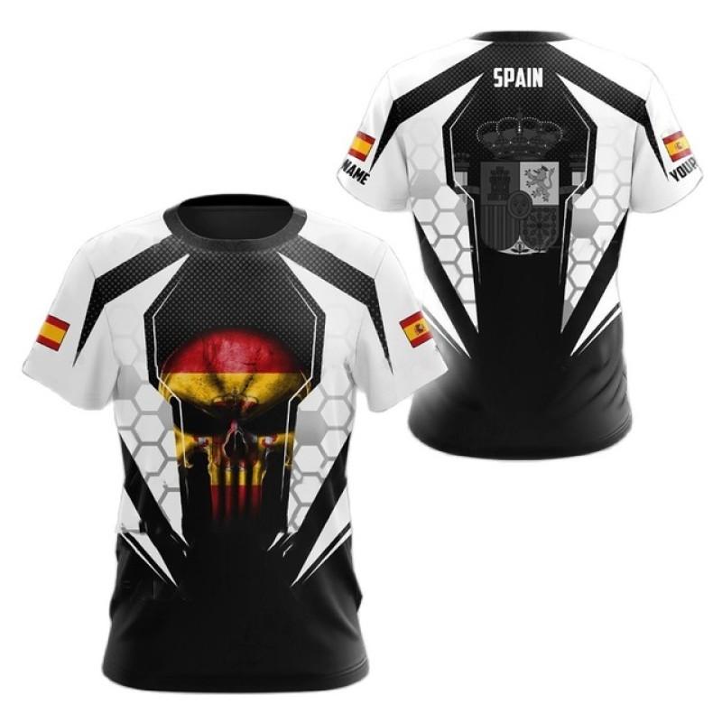 Spanish Flag Graphic Men's T-shirt Loose Casual Short Sleeved Tees Oversized Tshirt Spanish Veterans Tops Camouflage Clothing Xl