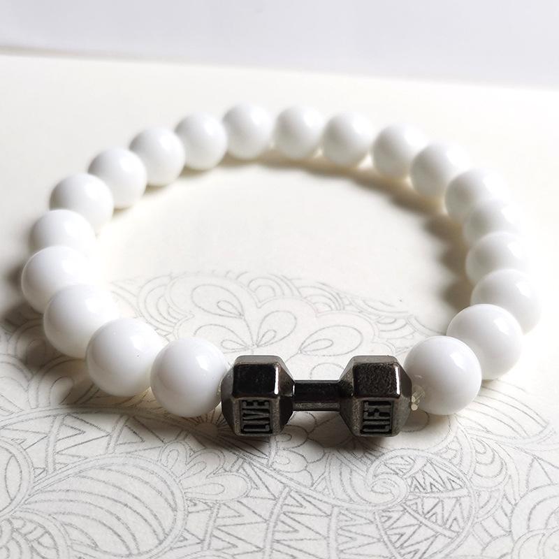 S460 hot-selling jewelry, volcanic stone bracelet, lava bracelet, metal dumbbell accessories, Yiwu small commodities