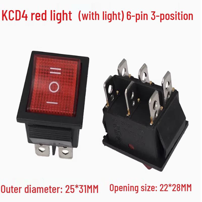 KCD4 Rocker Switch: 16A, 250V, 4/6 Pins, 2/3 Positions, with Lighted Reset Button