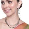 Rose Gold Plated CZ Emerald White Stone Shiny Necklace Set for Girls/Women