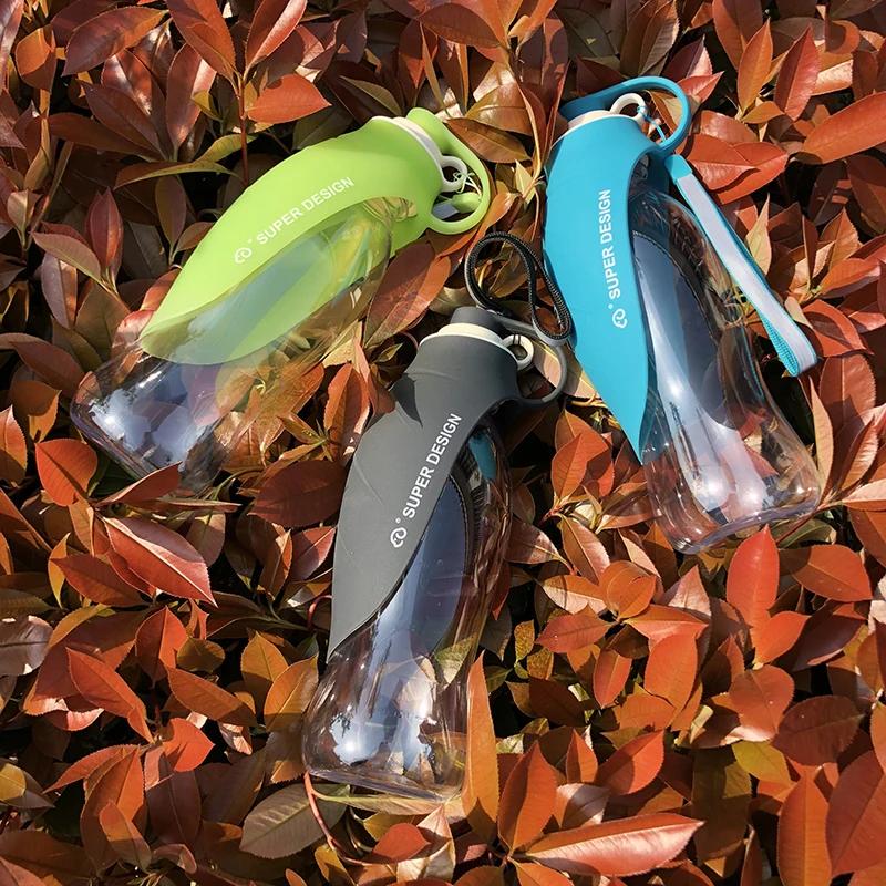 Портативная бутылка для воды для собак, 580 мл, мягкий силиконовый дизайн в виде листьев, дорожная миска для собак для щенков, кошек, питьевой уличный диспенсер для воды для домашних животных