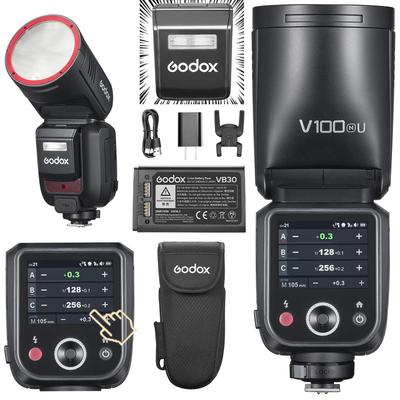 Godox V100N 100 Втс Вспышка для камеры-спидлайт с круглой головкой, с внешним светодиодным моделирующим светом с временем перезарядки 400, TTL, сенсорным экраном для Nikon V100-N, беспроводная 2.4G,