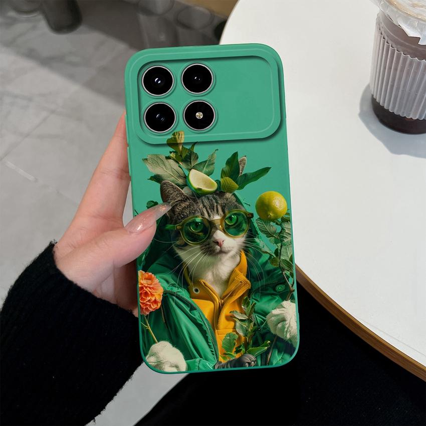 Для Redmi K90 K80 K40 Pro K40S K30S K30i K50 Note 5 Plus Чехол для телефона Крутой узор с кошкой Жидкий силикон Противоскользящий Премиум Защитный чехол Для Redmi Capa