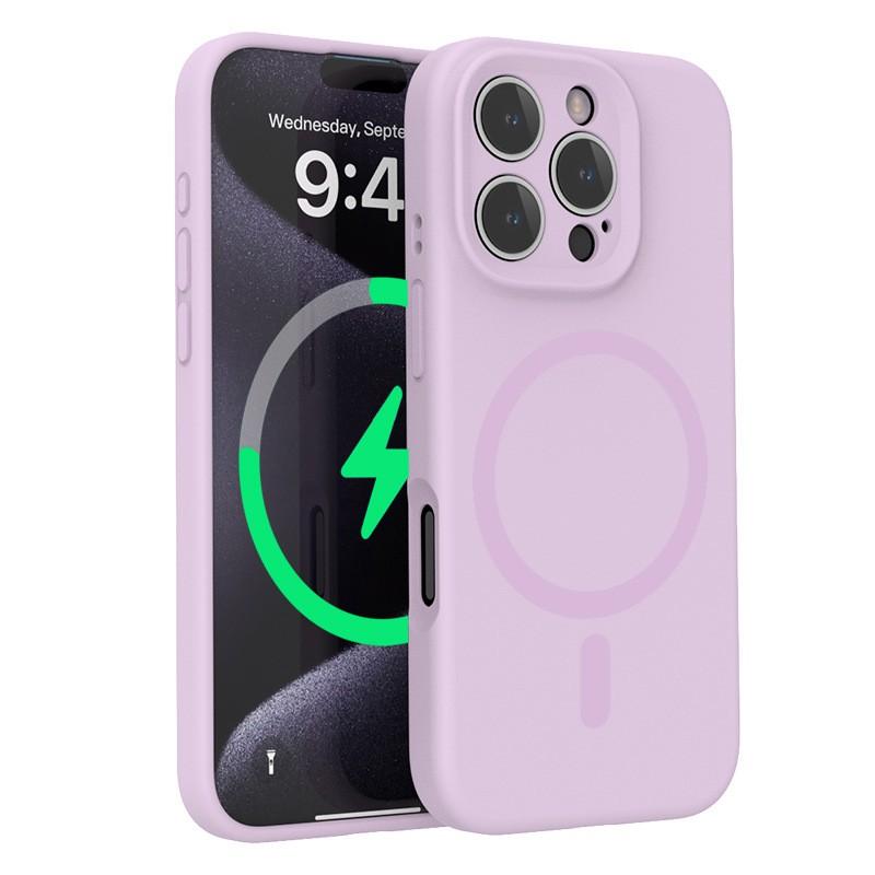 Liquid Silicone Phone Case IPhone 16 Pro Max With Magnetic Adsorption Lens Protection Shockproof Anti-Scratch