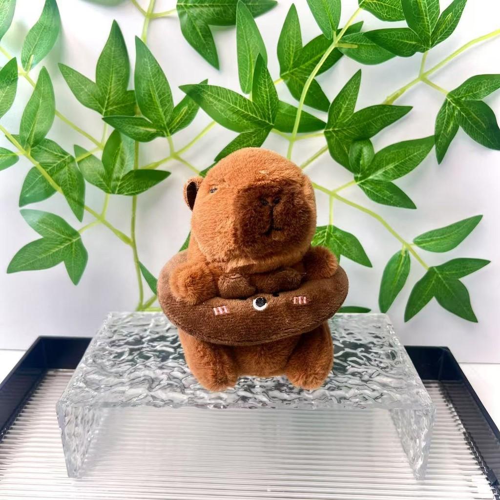 Adorable Capybara Plush Toy Keychain With Cute Swimming Ring Design For Gifts