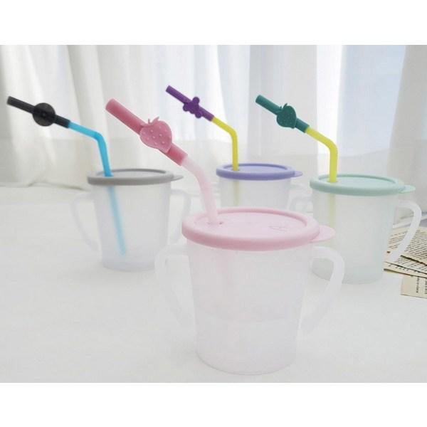Agafura New Magic Straw Cup for Infants 300ml + Magic Straw Cup S 300ml Set, Pink, 1 Set