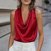 Женские топы-майки из шелкового сатина, повседневные майки без рукавов, деловые рабочие блузки, нарядные летние рубашки