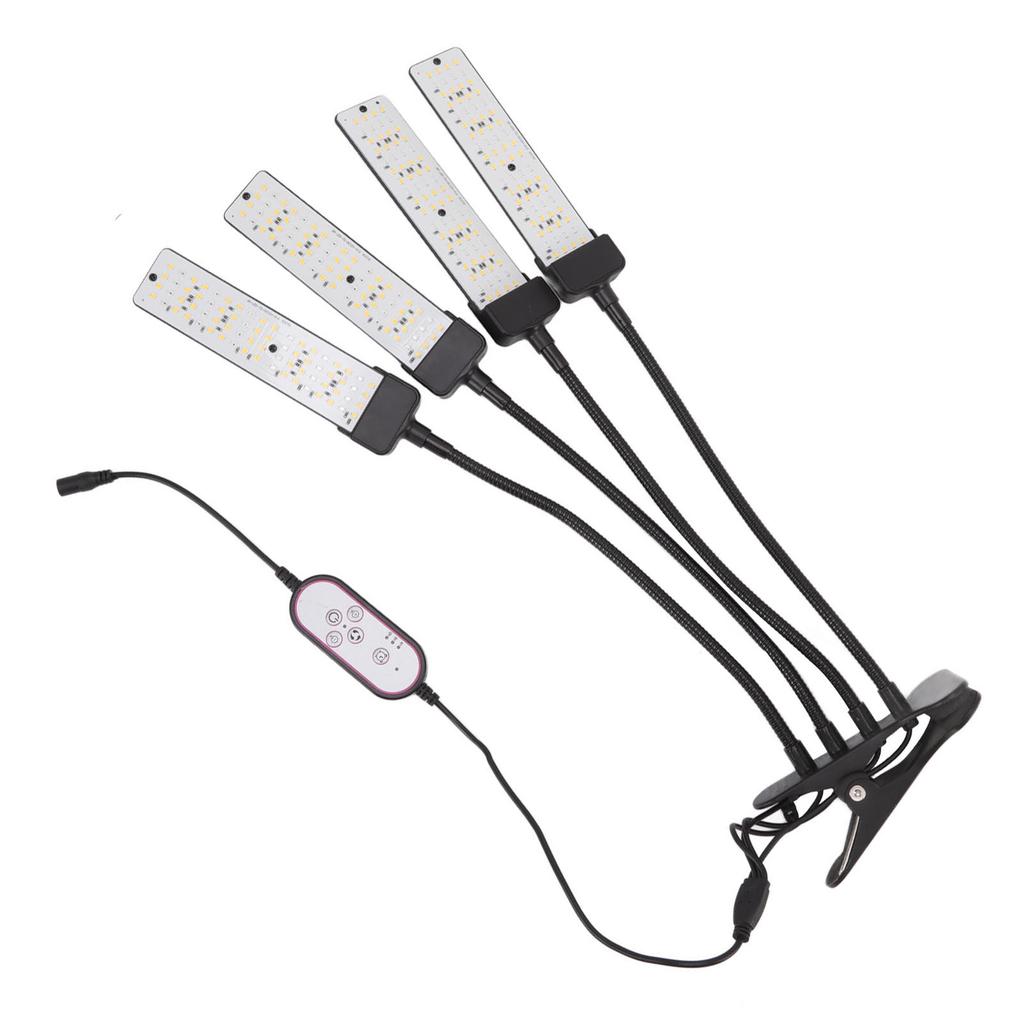 Светодиодный светильник для выращивания растений с 4 головками, гибким полным спектром освещения, 5-ступенчатой регулировкой яркости, зажимом для выращивания растений