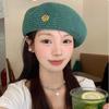 Korean Painter Berets Y2k Beanie Cap Fashion Hollow Knitted Beret Girls