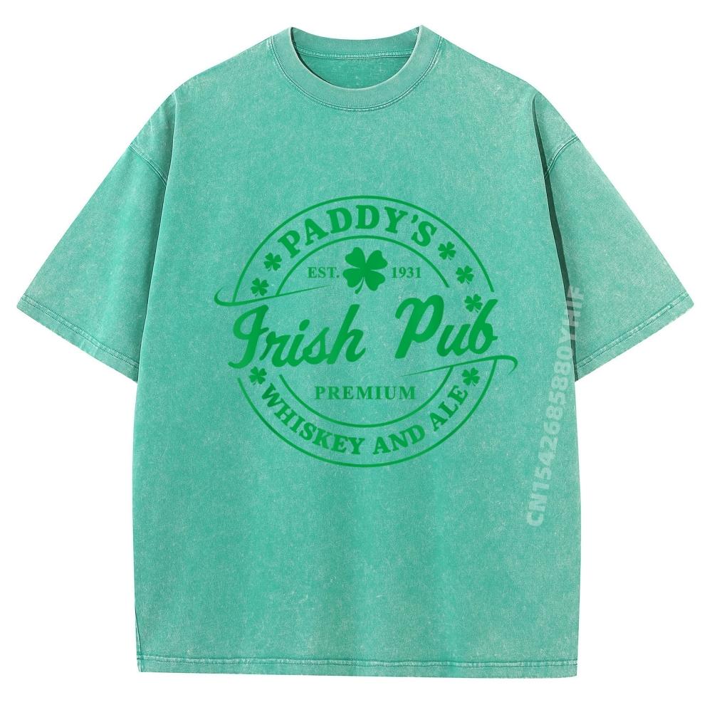 Paddy Is Irish Pub Whiskey Beer Ireland St Patrick Is Day Funny Shirts Mens Tshirts Luxury Clothing Mens Casual Washed Shirt