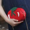 Kawaii Red Fruit Crossbody Bag Large Capacity PU Shoulder Pouch Chain Cherry Shape Bag  Vacation