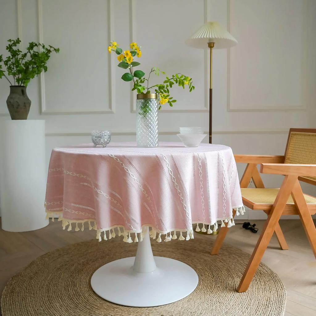 Однотонная вышивка решеткой Скатерть Хлопок Лен Пылезащитная Клетчатая Накидка на Стол Для Кухни Столовой Столешница Декорация