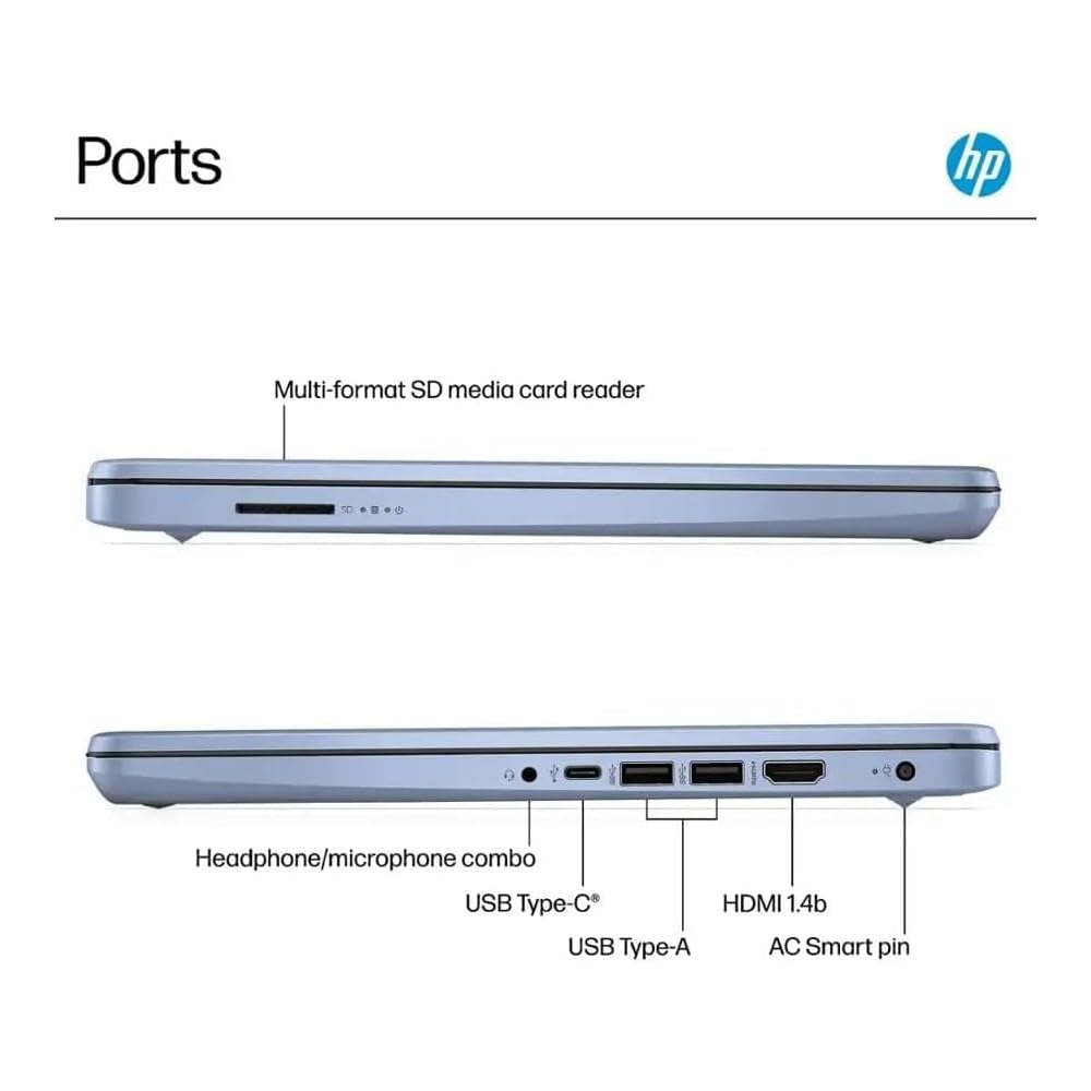 HP 14-inch HD Laptop with Microsoft Office and 1TB Cloud Storage (1 Year Warranty) | 4GB RAM | 128GB SSD & 128GB Portable SSD | Intel 4-Core CPU (Beat
