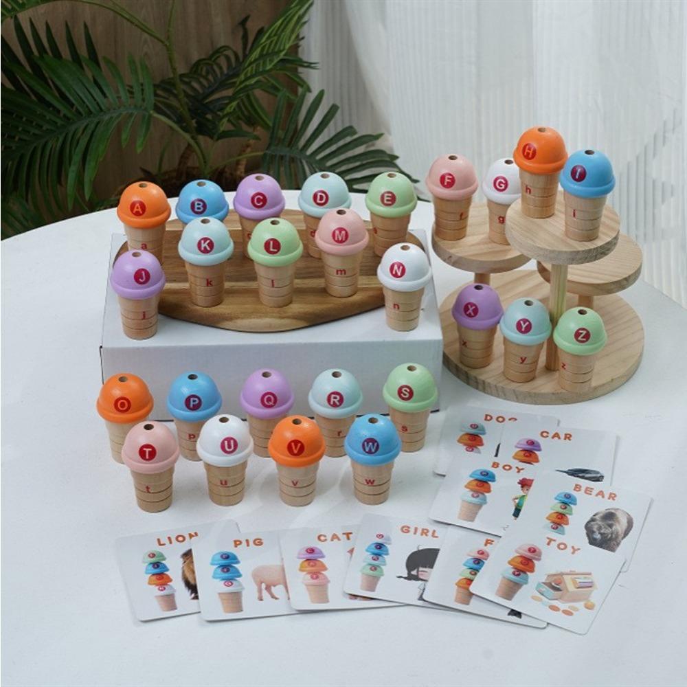 Children's Play House Ice Cream Digital Building Block Jenga Stack Tower Color Math Operation Cognitive Puzzle Toy