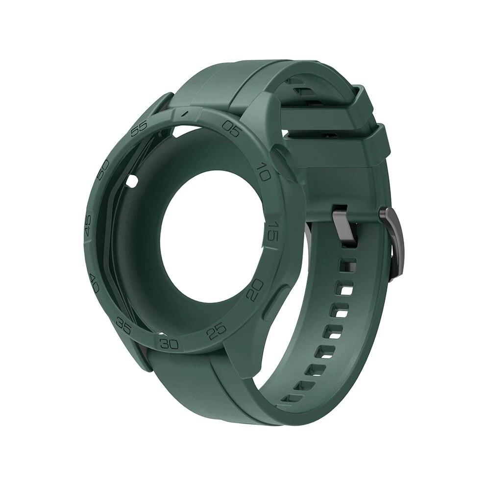 Чехол + ремешок 2 в 1 для Huawei Watch GT 4 46 мм, высококачественный силиконовый защитный чехол для часов и ремешок, один цветной ремешок для часов, чехол