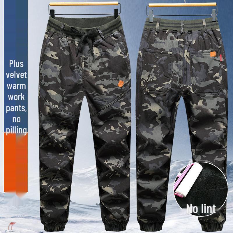 Men's Slim Fit Camouflage Pants - Autumn/Winter Warm, Elastic Ankle Casual Wear