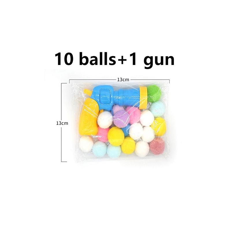 1Set Funny Cat Toys Interactive Toys Gun Plush Ball Launches High Bounce Ball Creative Kittens Mini Pompoms Pet Supplies