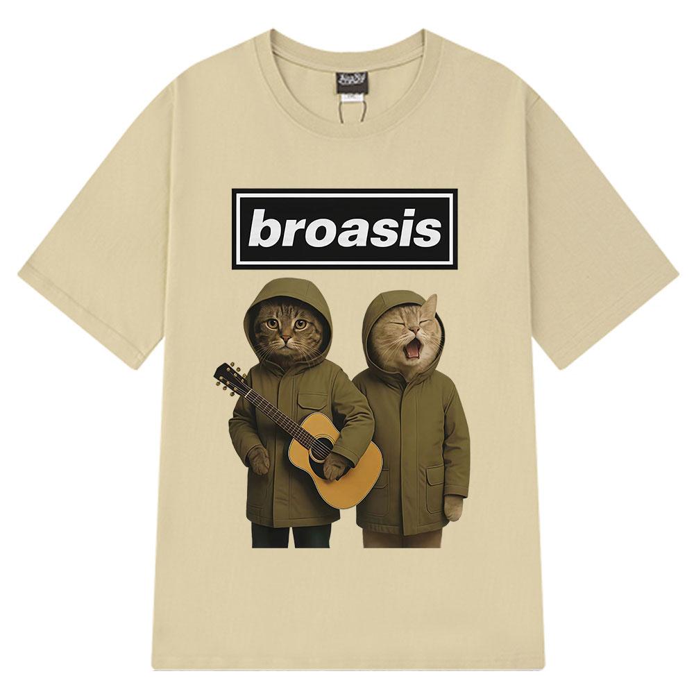 Camiseta De Hombre Con Un Divertido Estampado De Gatos Estilo Hiphop Unisexga Corta Corte Holgado Informal Estilo Urbano