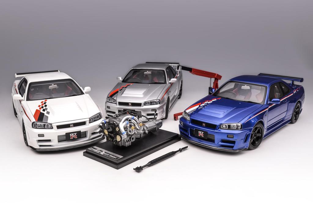 MOTORHELIX Scale Nissan Skyline NISMO CUSTOMIZED Bayside Blue Finished Model M83428 1/18 GT-R (R34)