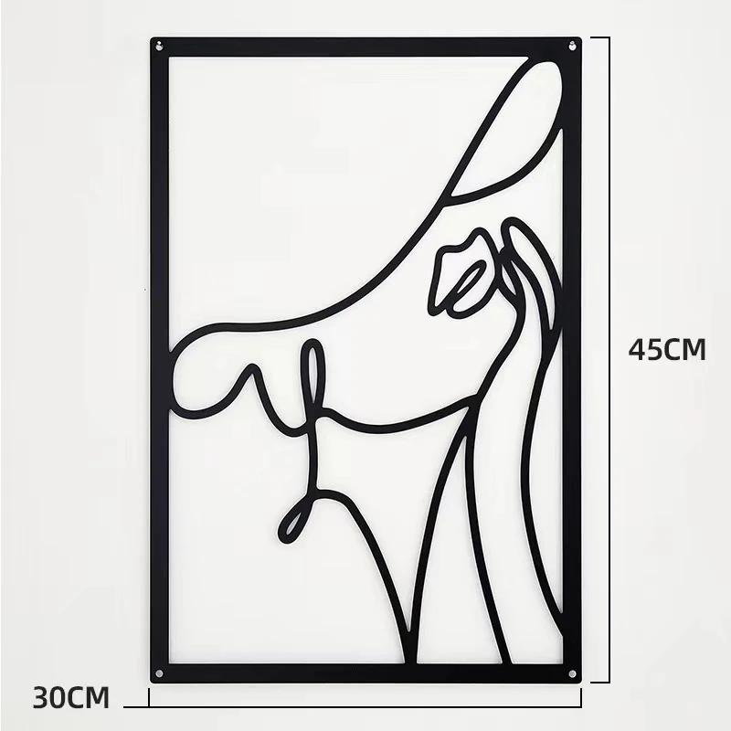 Modern Simple Abstract Female Line Decoration Background Wall Living Room Wall Decoration Hanging Painting Metal Material