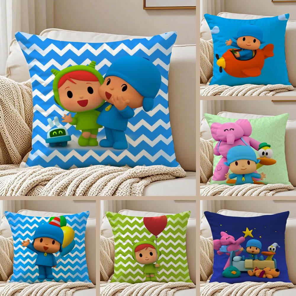 Мультяшная Милая Наволочка P-Pocoyo Шелковистый Короткий Плюш Двусторонняя Печатная Наволочка для Дивана Все Сезоны Домашний Декор Подарок