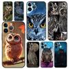 Cartoon Girl Gifts Lovely Owl Luxury Phone Case For iPhone 13 15 14 12 11 Pro MAX XR X SE XS 7 8 Plus Silicone Black Cover