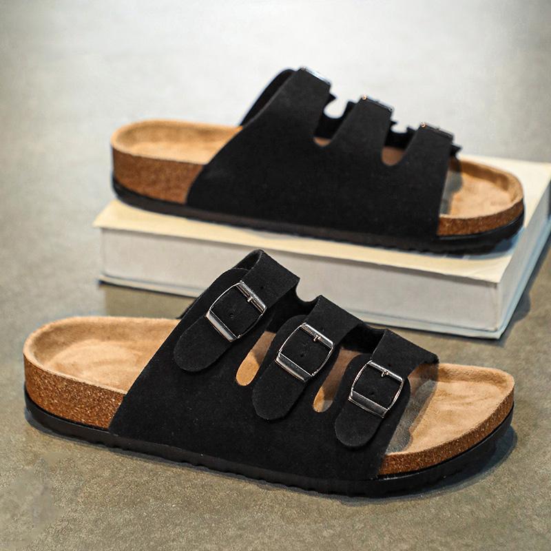 Летние парные уличные качественные шлепанцы Мужские Женские Модные сандалии Толстоподошвенная пляжная обувь Нескользящие Легкие кожаные сандалии